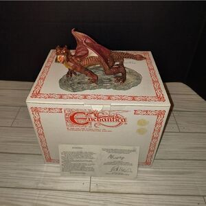 Enchantica Red Crawling Snarling Dragon Vintage Collectible Statue Figurine 1993